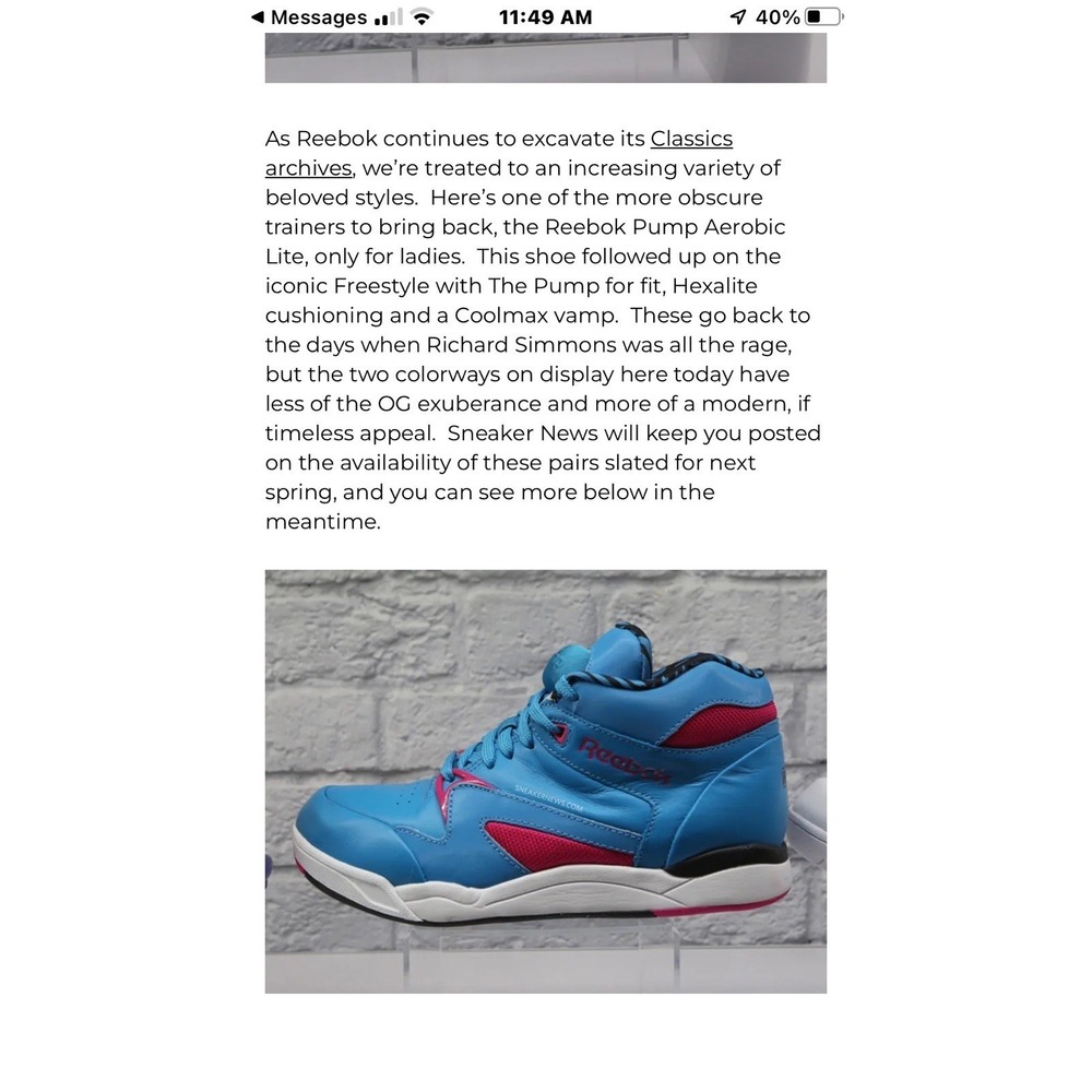 2013 Reebok Pump Aerobic Hexalite Sneakers Blue/Pink Size7.5 Read Description - Picture 2 of 16
